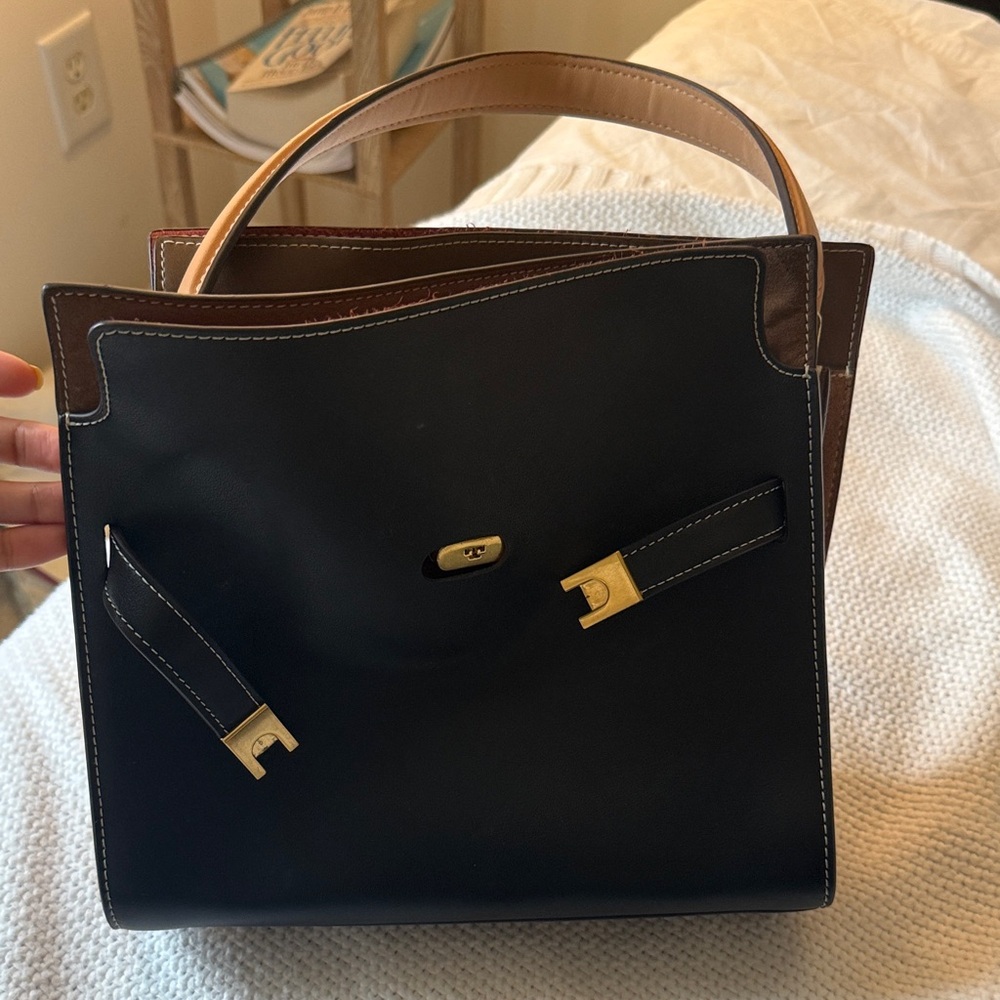 Tory Burch Black and Brown Shoulder Bag
